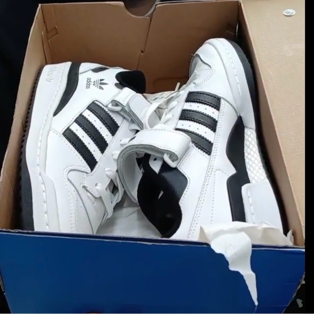 Adidas Men's White and Black Striped Sneakers